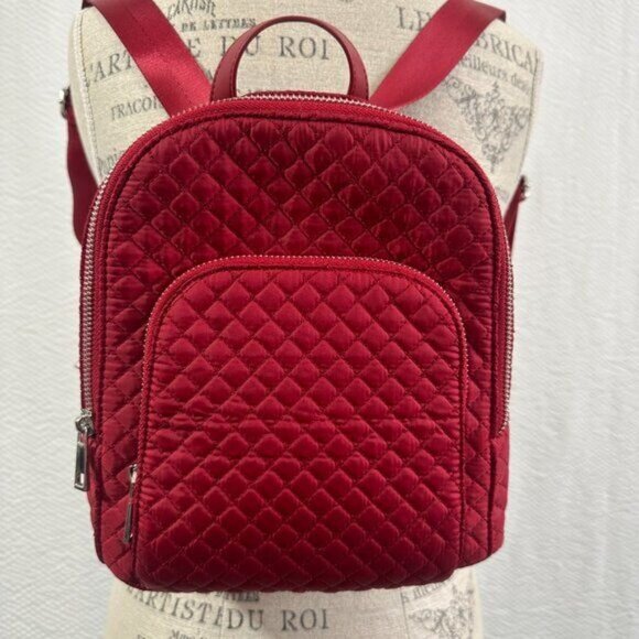 New Cynthia Rowley Quilted Mini Red Backpack with matching wallet - Picture 3 of 10